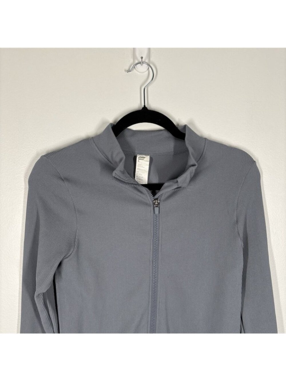 Fabletics Women L Stormcloud Full Zip Lightweight Ribbed Seamless Jacket - Picture 6 of 13